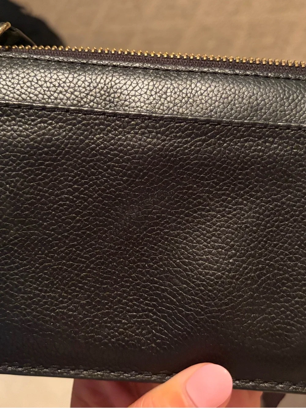 kate spade Black Leather Crossbody Wallet with Gold Hardware